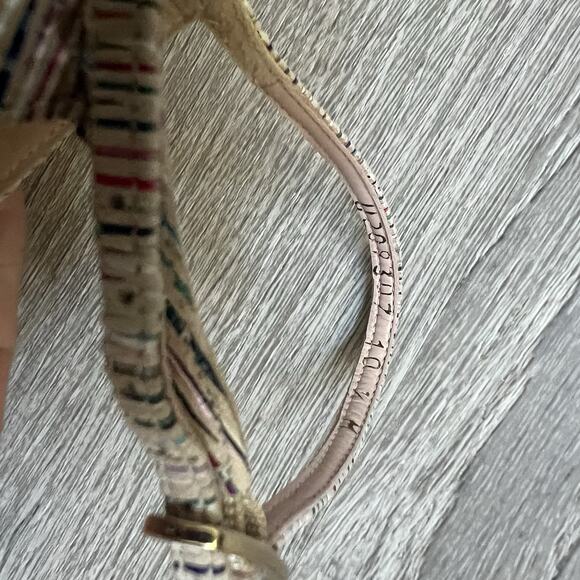 Stuart Weitzman Nudistsong Ankle Strap Striped Leather Heels Sandals Sz 10.5 - Picture 9 of 9